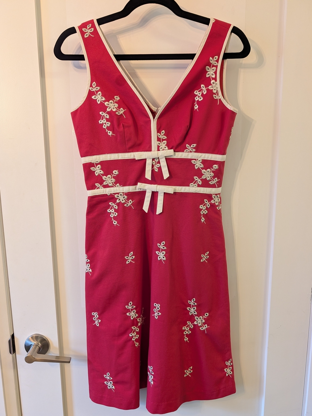 NWT Sandra Angelozzi Red Embroidered Dress Size XS